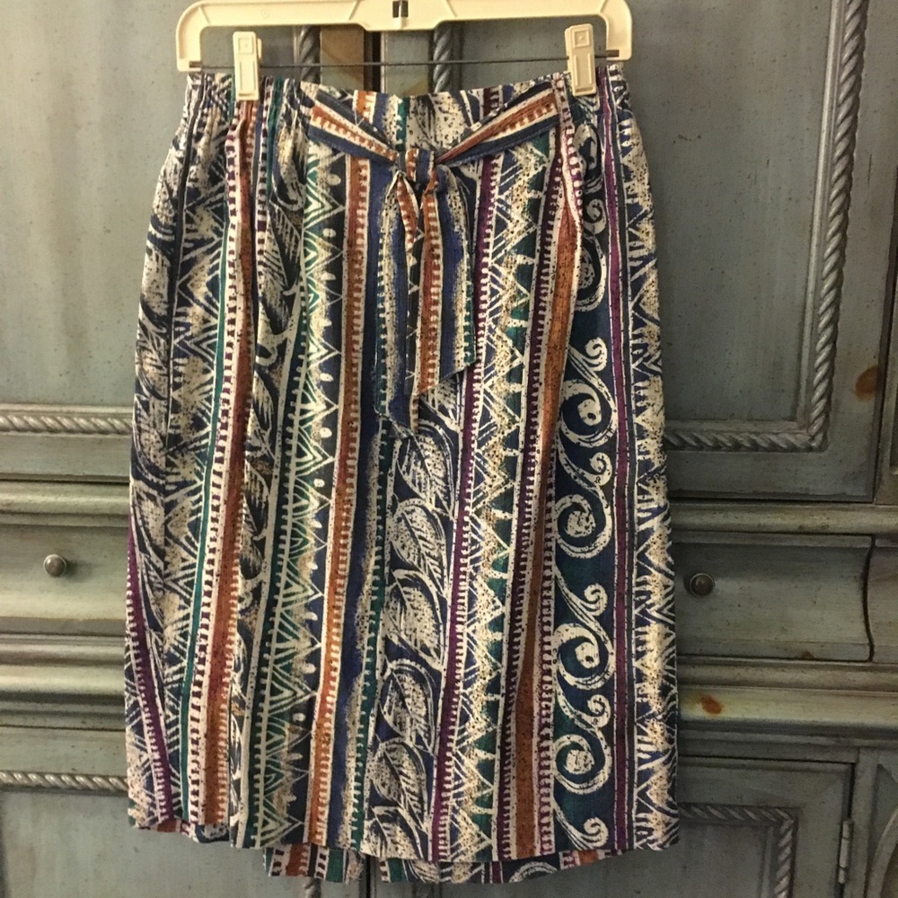 Tribal Print Cotton Blend Skirt